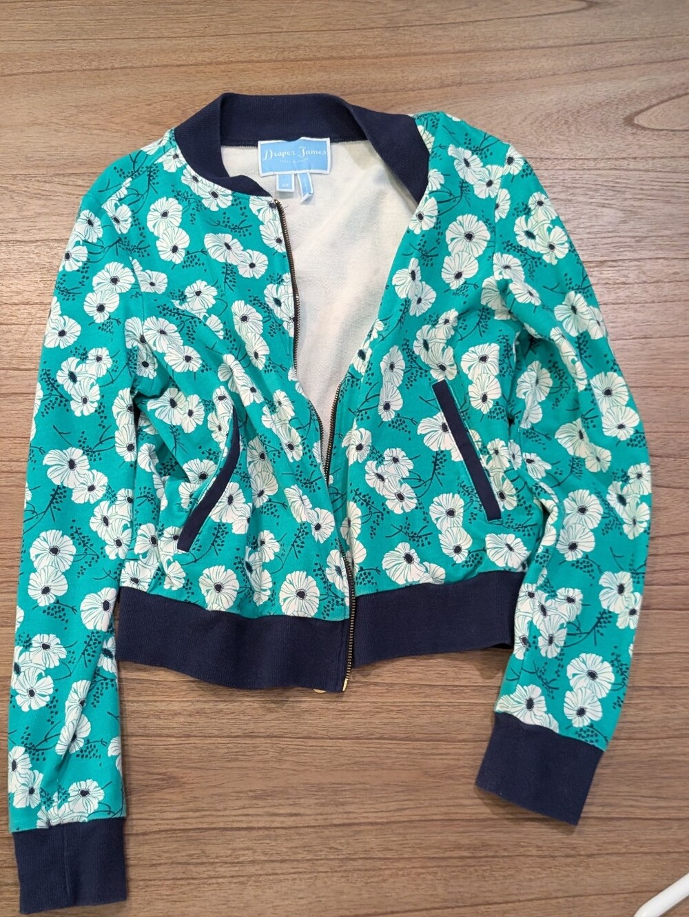 Draper James Floral Zip Sweater 100% Cotton Body